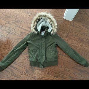 Hollister Cozy Bomber Jacket, lined hood. XS